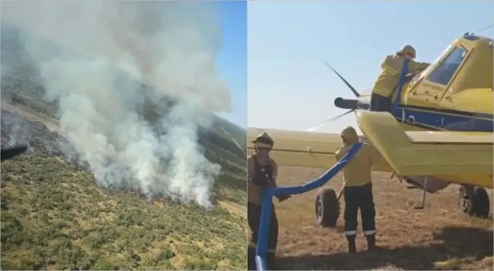 Imagen de noticia Incendio forestal: un avión hidrante y brigadistas de 5 ciudades combaten el fuego
