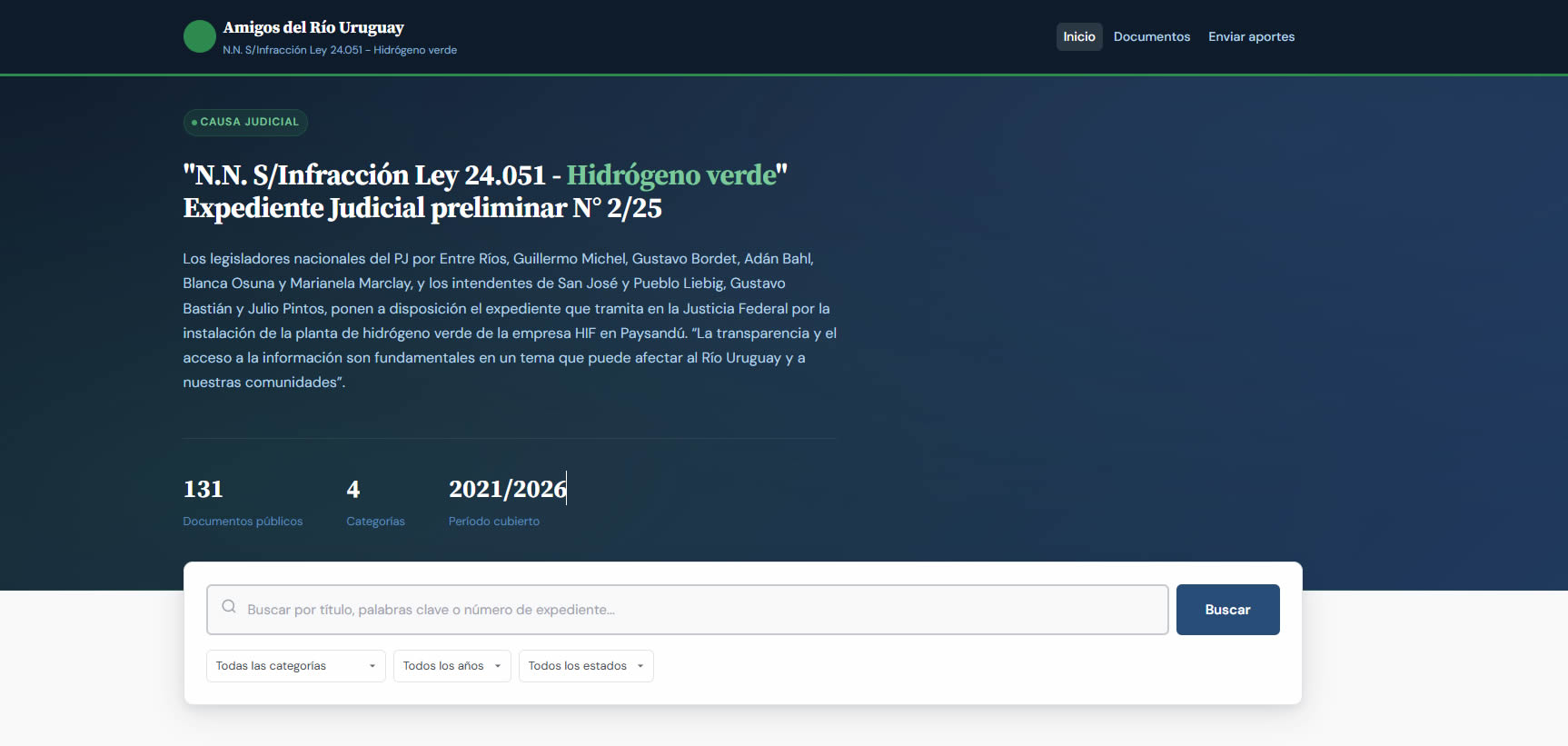 Legisladores del PJ publicaron una web con información de la causa por la planta de hidrógeno verde