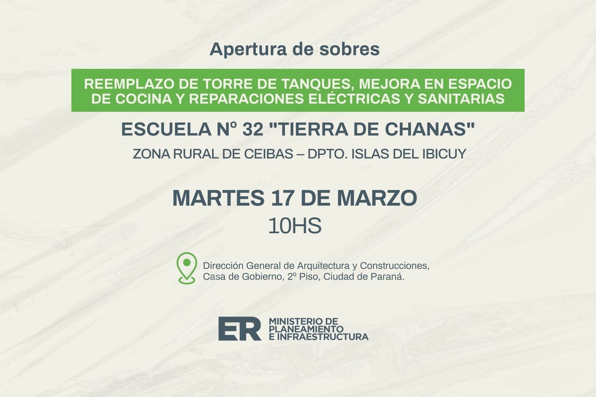 Imagen de noticia Se realizará la apertura de sobres para ejecutar obras en escuela de Ceibas