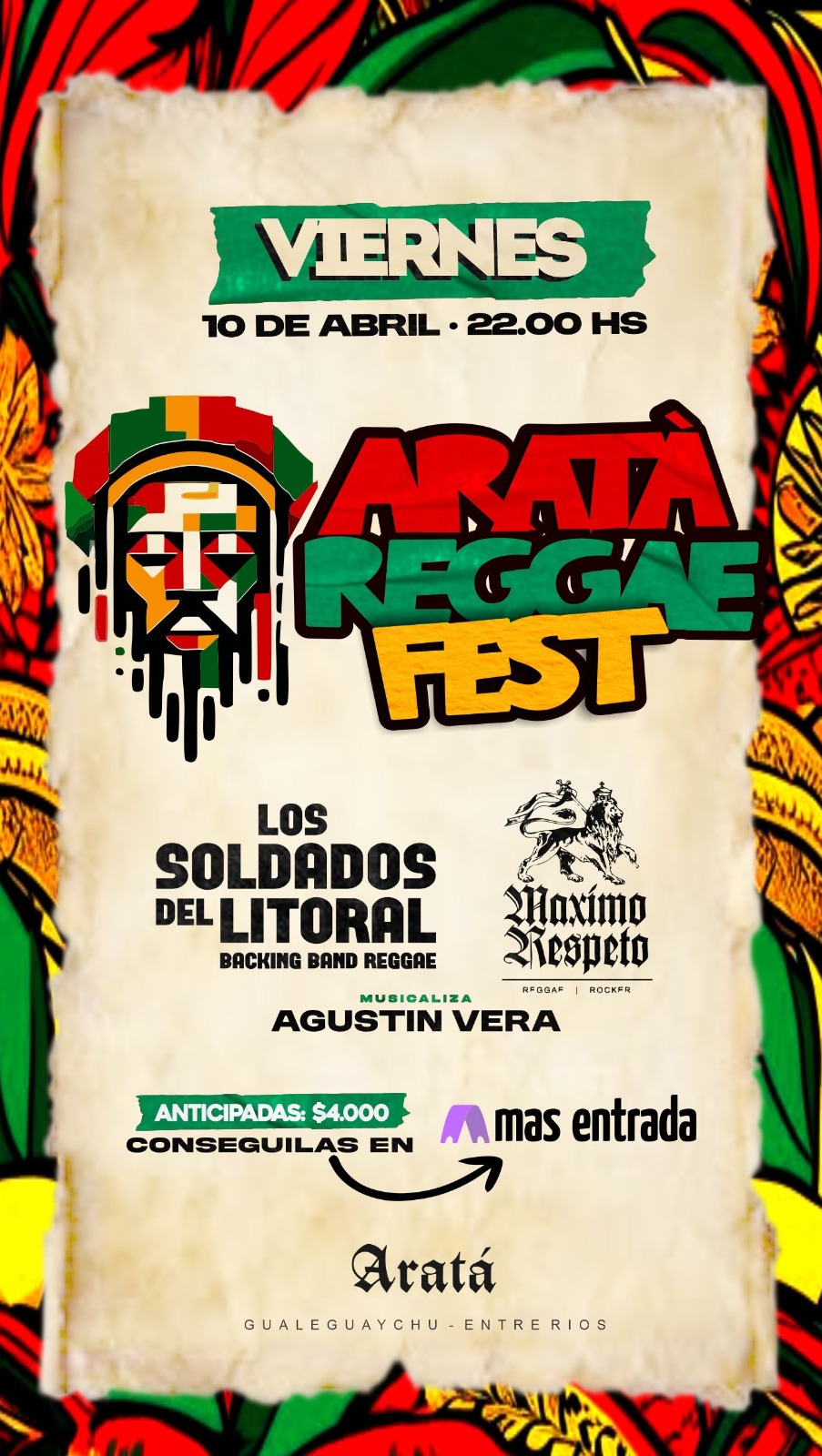 Imagen de noticia Este viernes, "Aratá Reaggae Fest" con Los Soldados del Litoral y Máximo Respeto