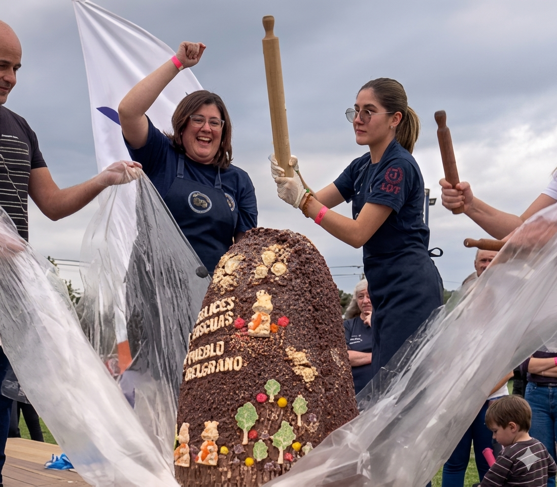 Imagen de noticia Un huevo de chocolate de 60 kilos fue el centro de una jornada festiva en Pueblo Belgrano