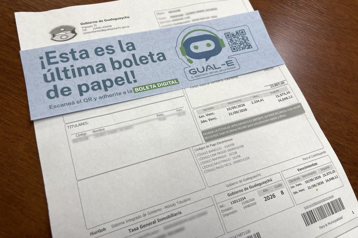 Imagen de noticia Gualeguaychú dejará de imprimir las boletas de tasas y prevé ahorrar $170 millones al año
